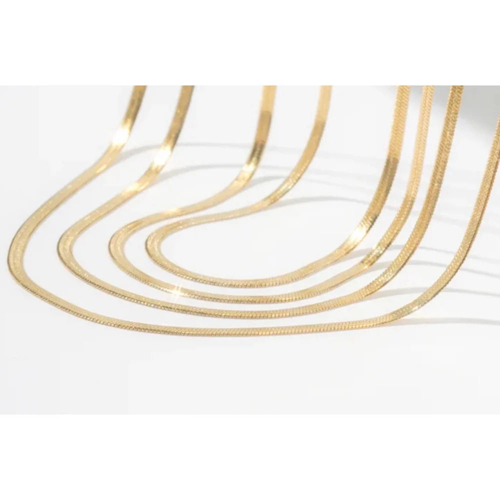 NEW‎ Yellow Gold 3mm Herringbone Chain Necklace